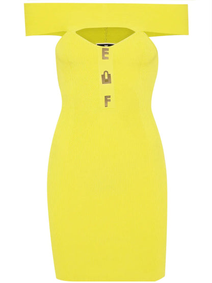 Logo-Lettering Ribbed Mini Dress