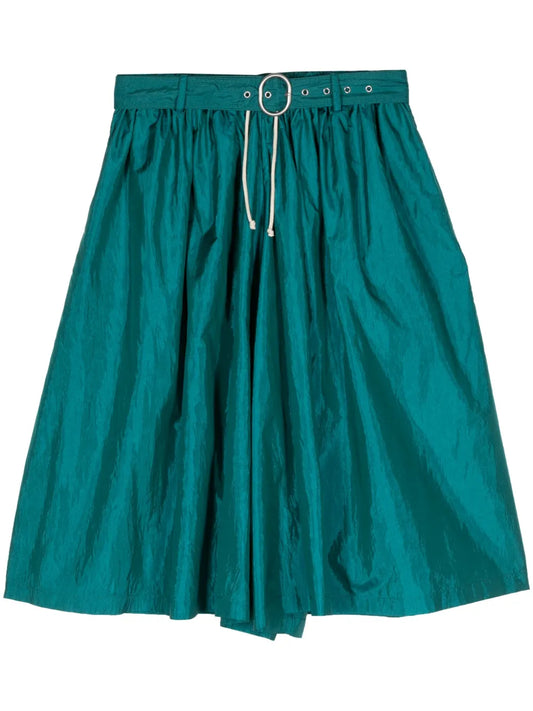 Wide-Leg Belted Shorts