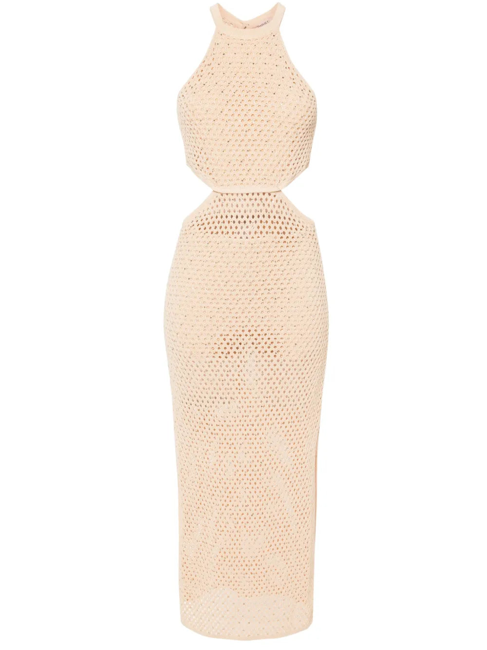 Rhinestone Open-Knit Maxi Dress