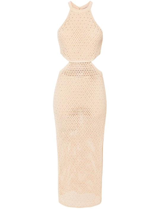 Rhinestone Open-Knit Maxi Dress