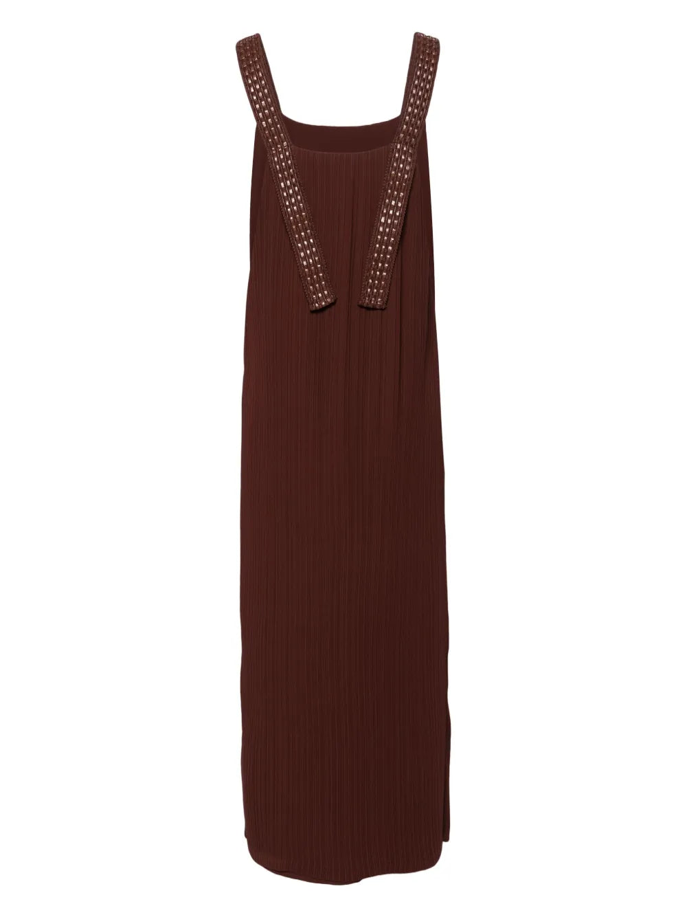 Interwoven-Straps Plissé Midi Dress