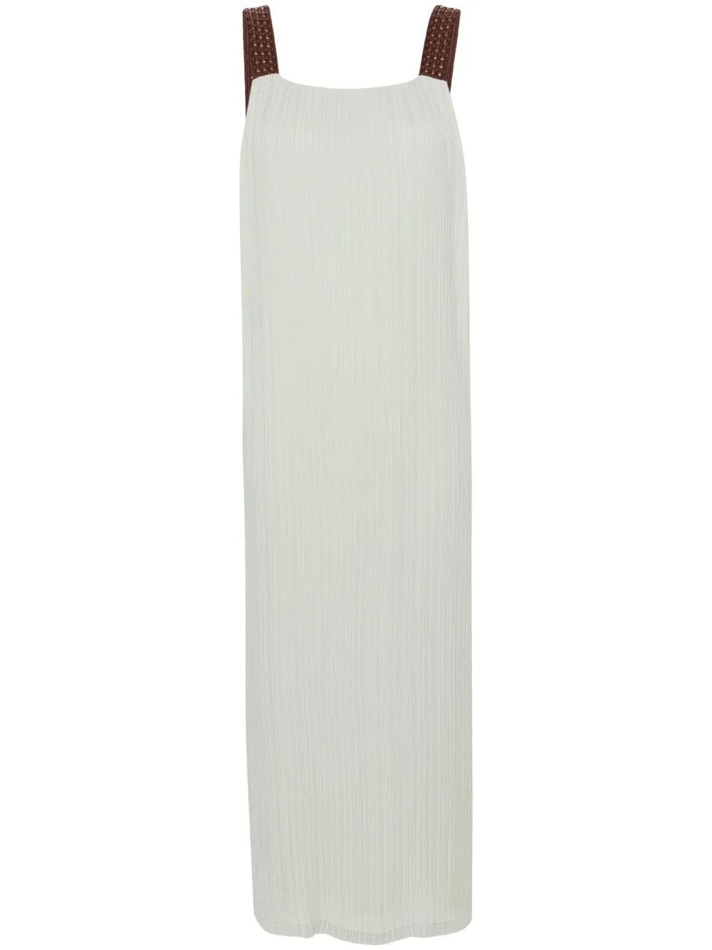 Interwoven-Straps Plissé Midi Dress