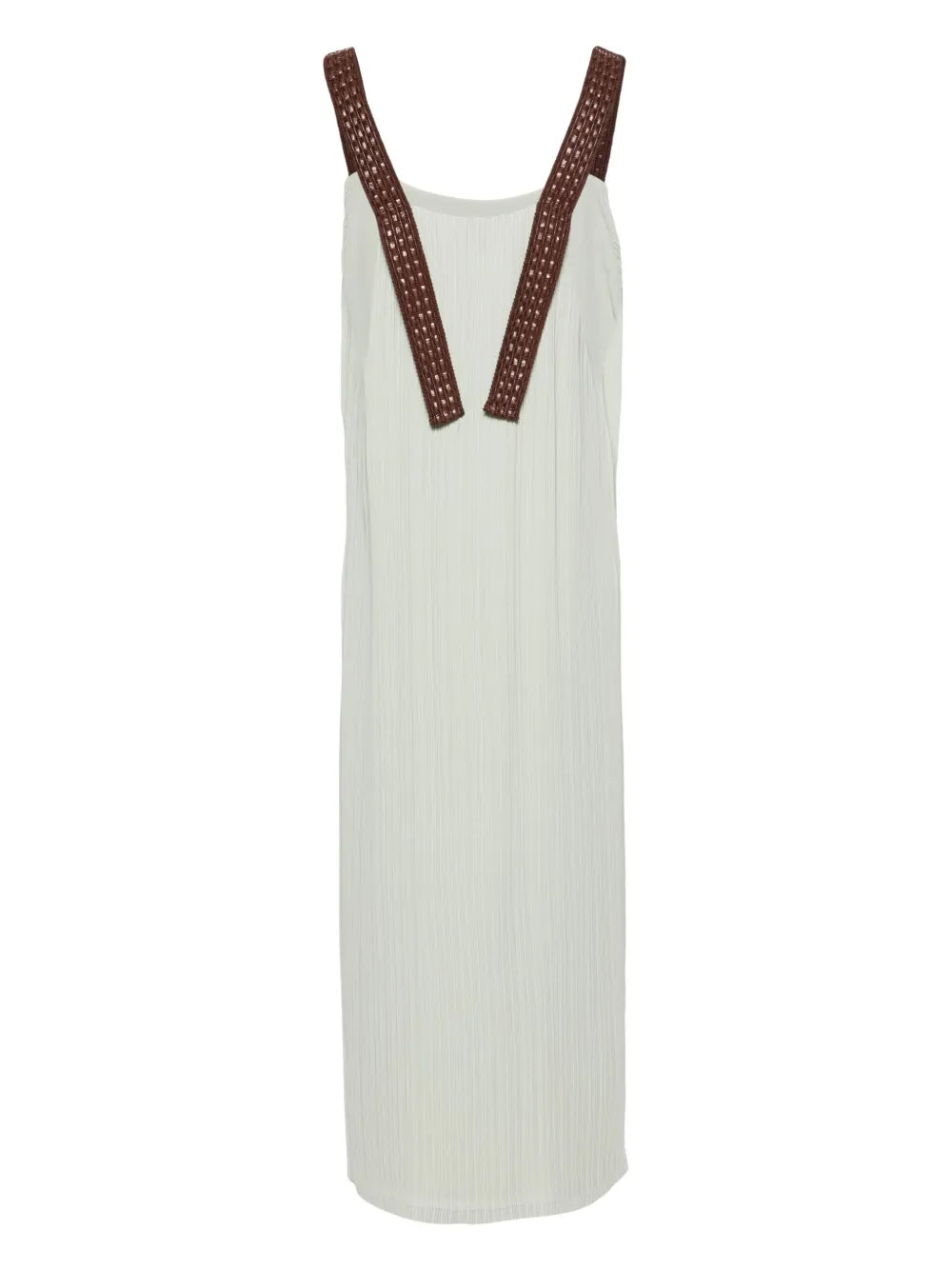 Interwoven-Straps Plissé Midi Dress