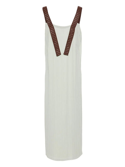Interwoven-Straps Plissé Midi Dress