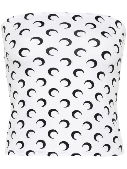 Crescent Moon-Print Tube Top
