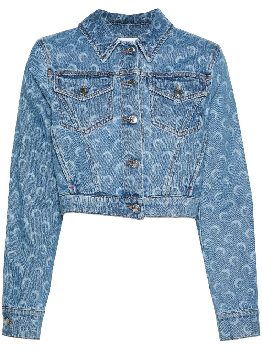 Crescent-Moon-Print Denim Jacket