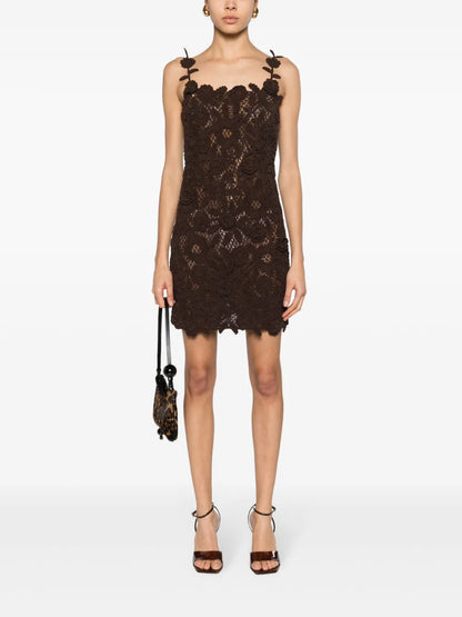 Floral-Crochet Cotton-Blend Minidress
