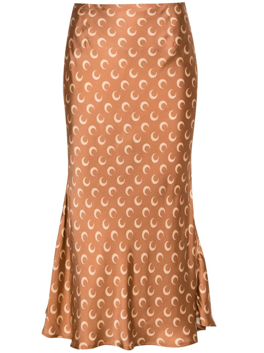 Crescent-Moon-Print Skirt