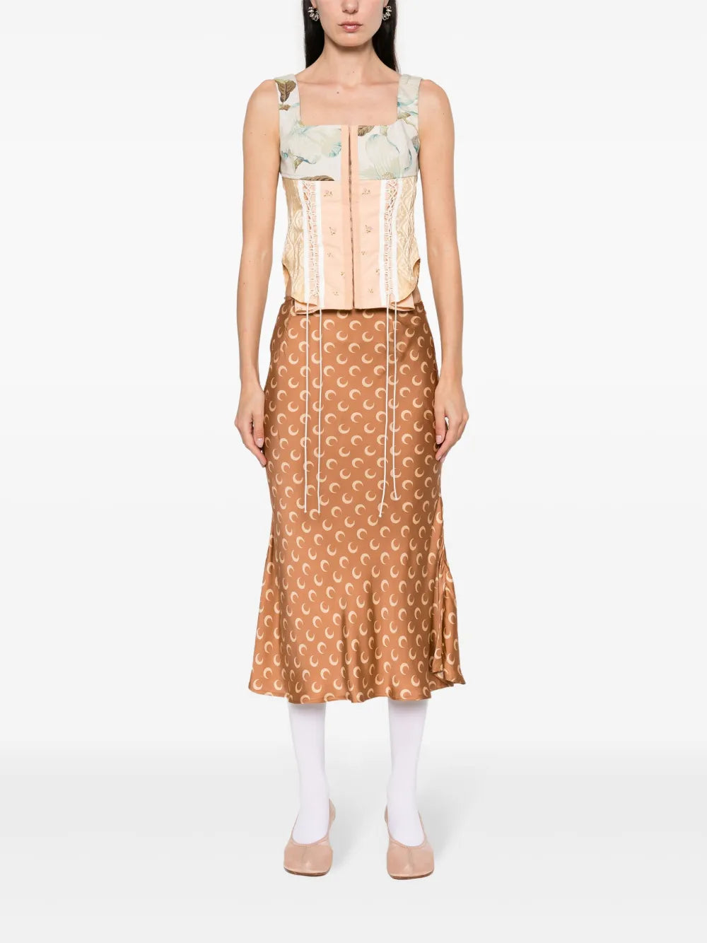 Crescent-Moon-Print Skirt