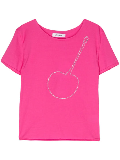 Cherry Rhinestone-Embellished T-Shirt