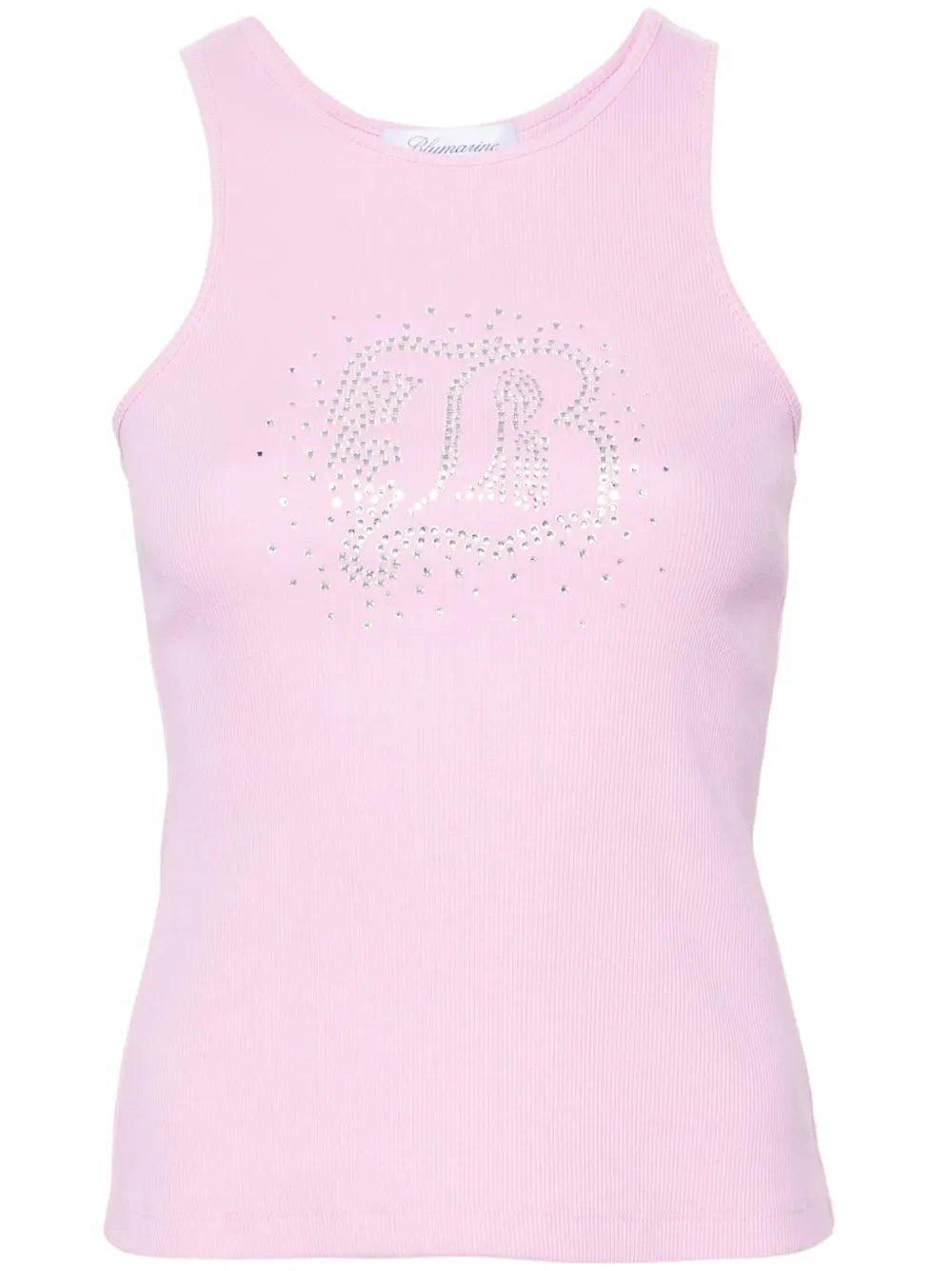Rhinestone-Embellished Fine-Ribbed Tank Top
