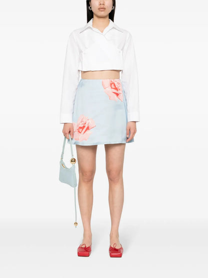 "Kenzo Rose" Satin Mini Skirt