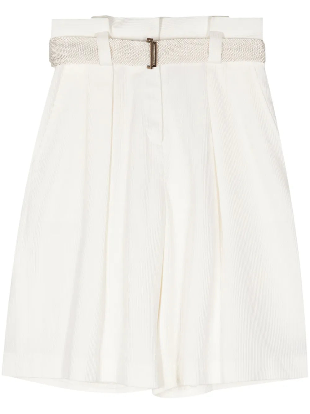 Belted Cotton-Silk Bermuda Shorts