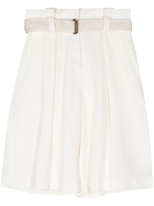 Belted Cotton-Silk Bermuda Shorts