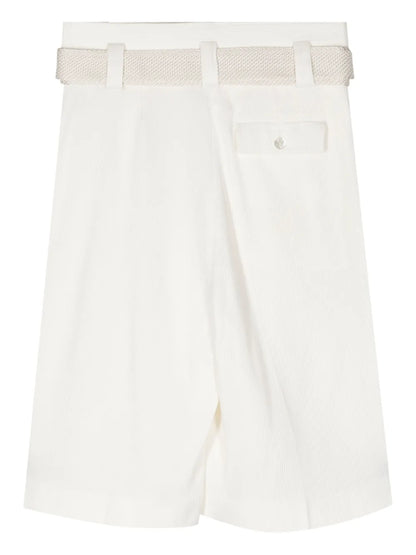 Belted Cotton-Silk Bermuda Shorts