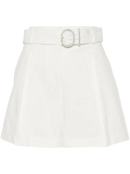 Pleat-Detail Belted Cotton Shorts