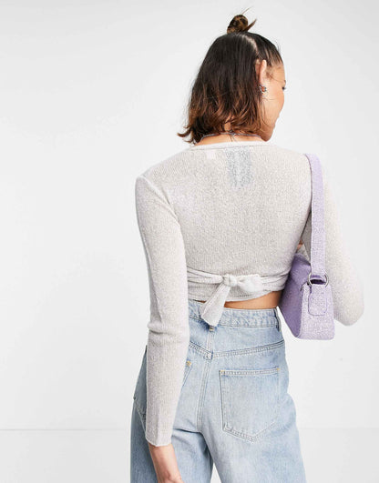 Knitted Wrap Front Cardigan