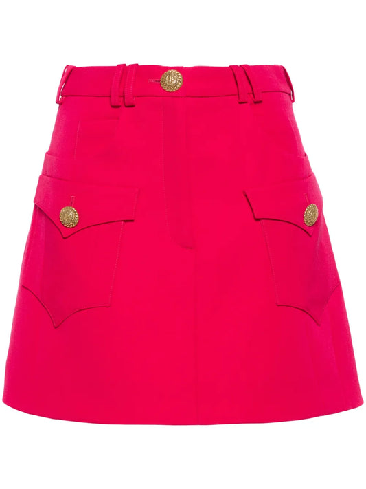 Lion Engraved-Buttons Mini Skirt