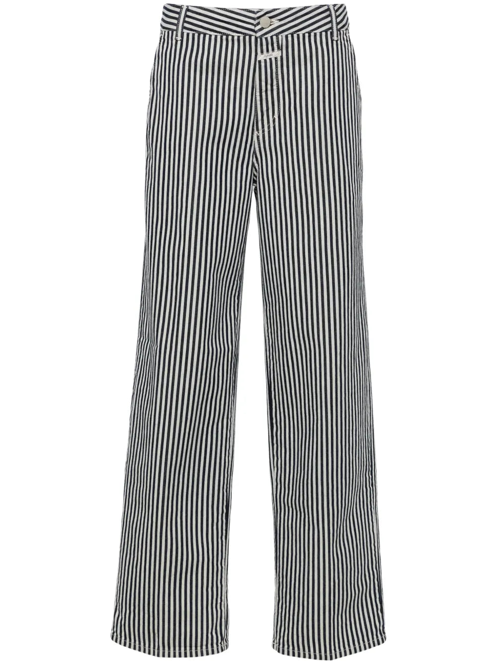 Striped Mid-Rise Straight Jeans