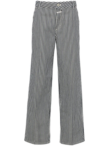 Striped Mid-Rise Straight Jeans