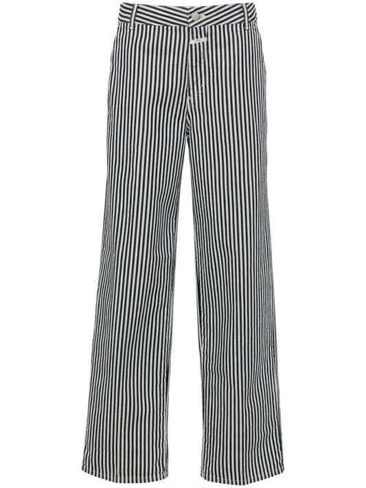 Striped Mid-Rise Straight Jeans