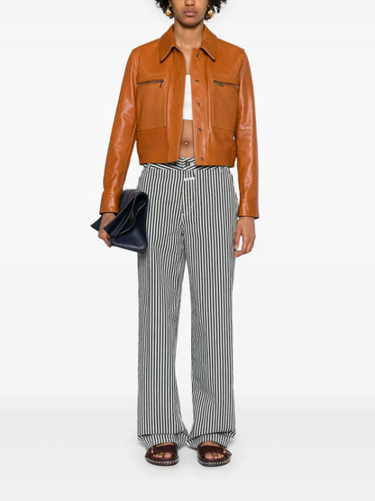 Striped Mid-Rise Straight Jeans