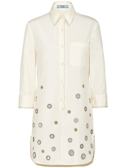 Appliqué-Detail Cotton Shirtdress
