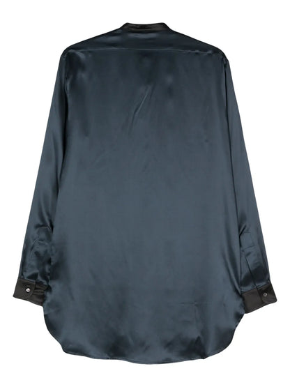 Silk Band-Collar Shirt