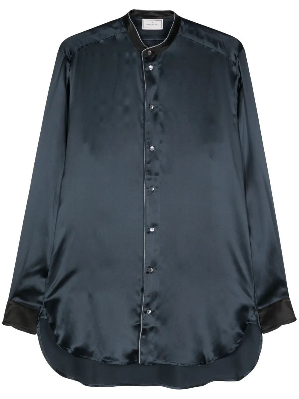 Silk Band-Collar Shirt