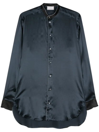 Silk Band-Collar Shirt
