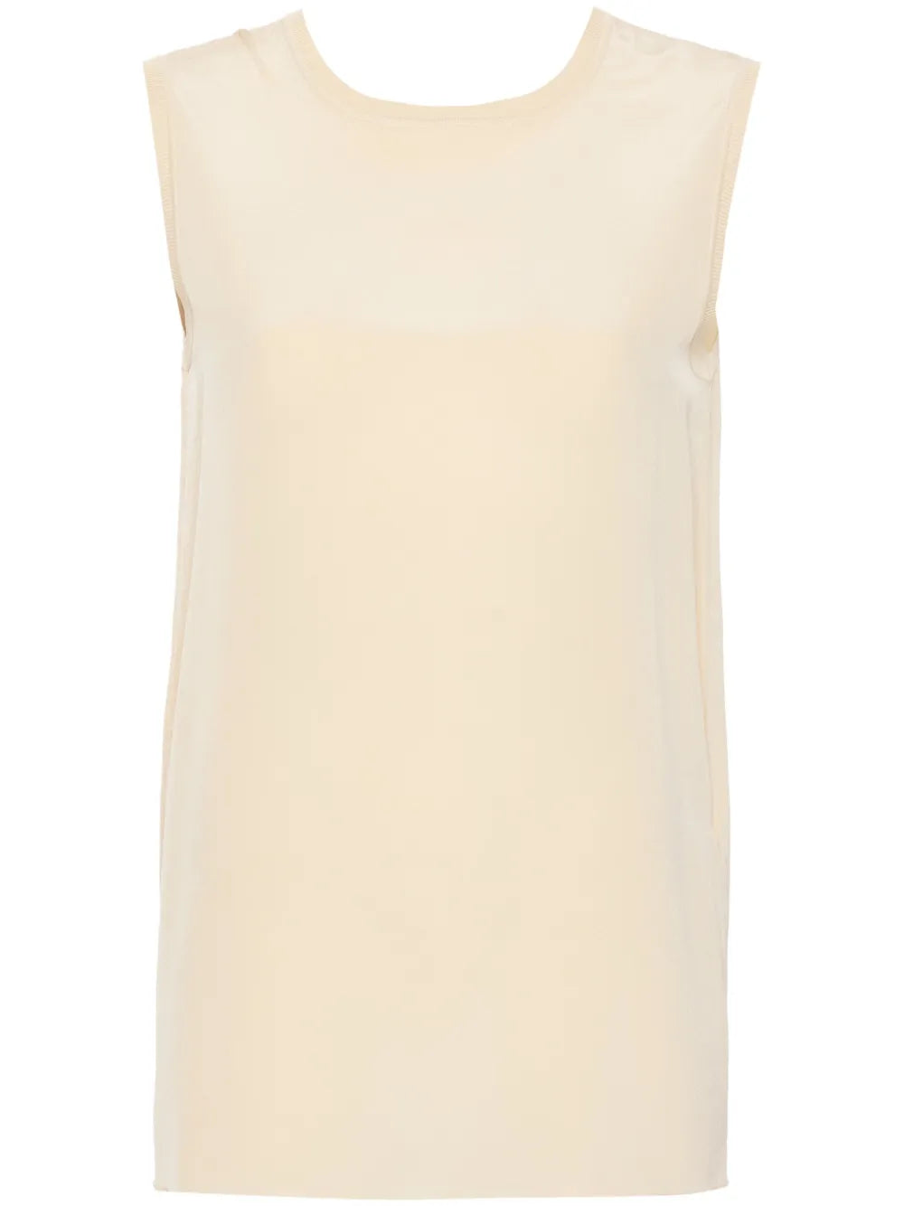 Ribbed-Trim Silk Blouse