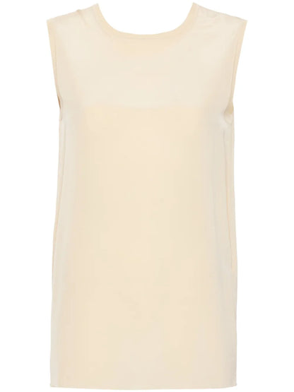 Ribbed-Trim Silk Blouse