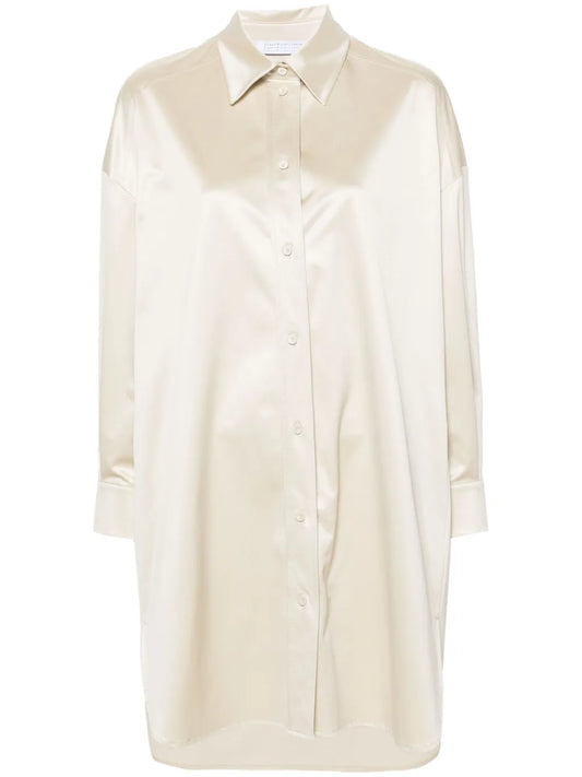Button-Up Satin Shirtdress