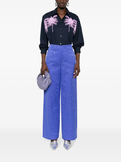 Moiré Straight-Leg Tailored Trousers