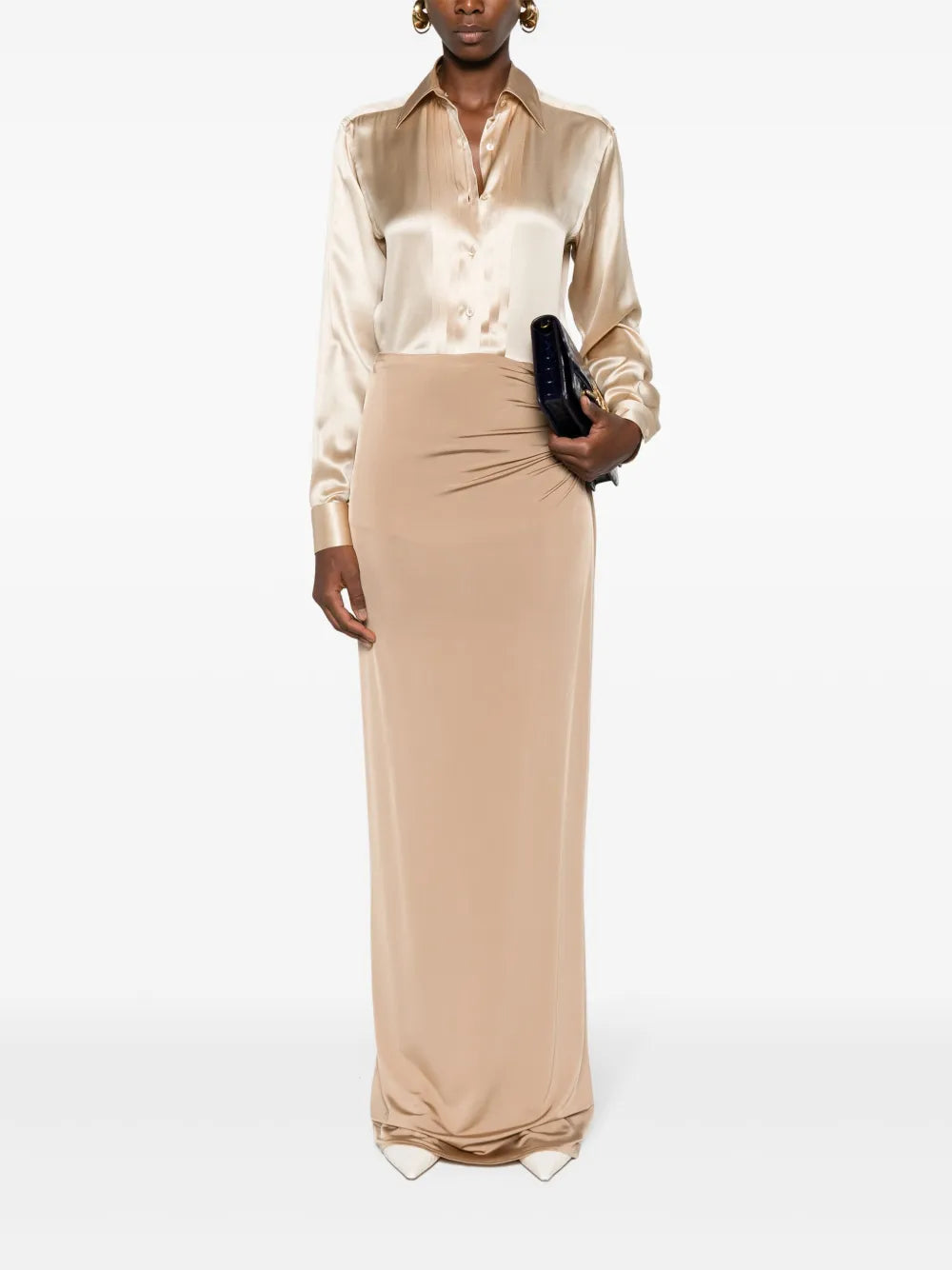 Pintuck-Detail Silk Shirt