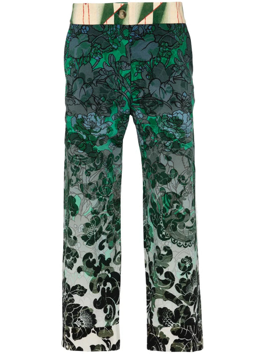 Floral-Print Straight Trousers