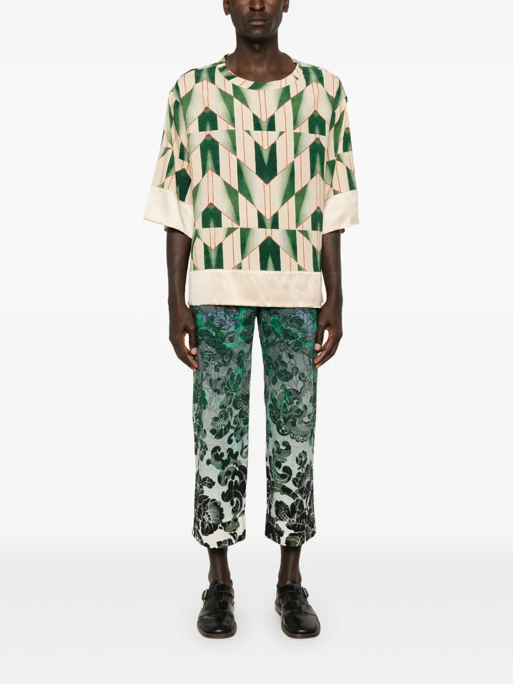 Floral-Print Straight Trousers