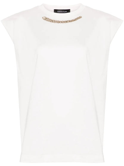 Beaded Cotton T-Shirt