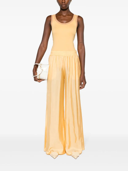 High-Waist Satin Palazzo Trousers