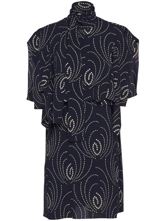 Abstract-Print Layered Minidress