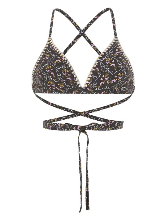 Solange Floral-Print Bikini Top