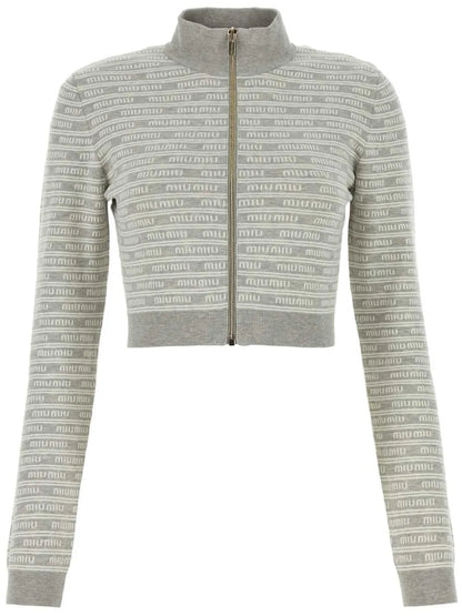 Intarsia-Logo Cropped Cardigan