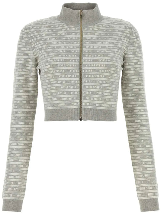 Intarsia-Logo Cropped Cardigan