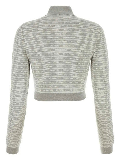 Intarsia-Logo Cropped Cardigan