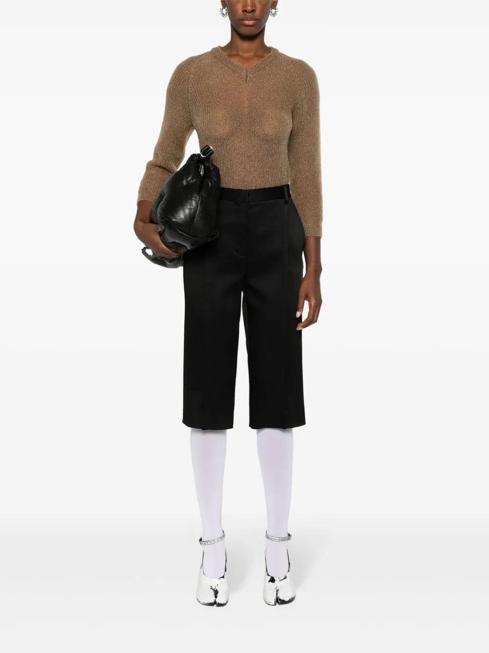 Semi-Sheer V-Neck Jumper