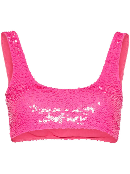 Sequin-Embellished Cropped Top