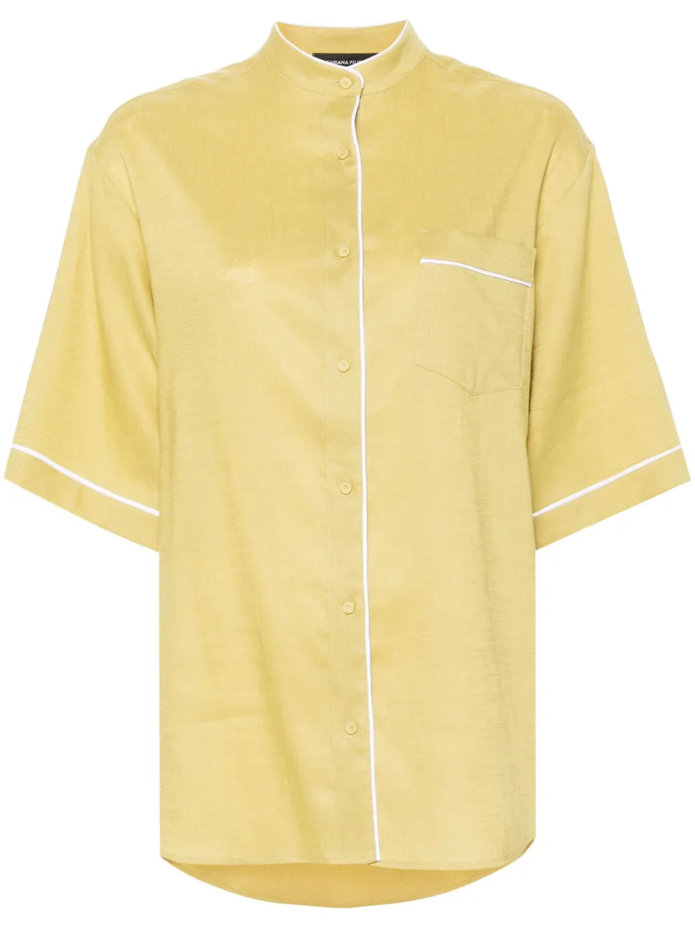Contrast-Trim Linen Shirt