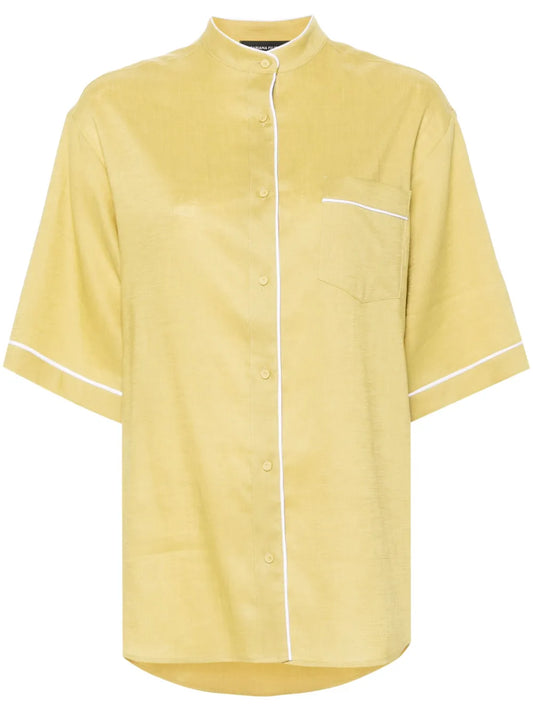 Contrast-Trim Linen Shirt