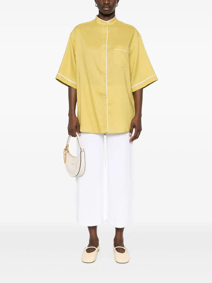 Contrast-Trim Linen Shirt