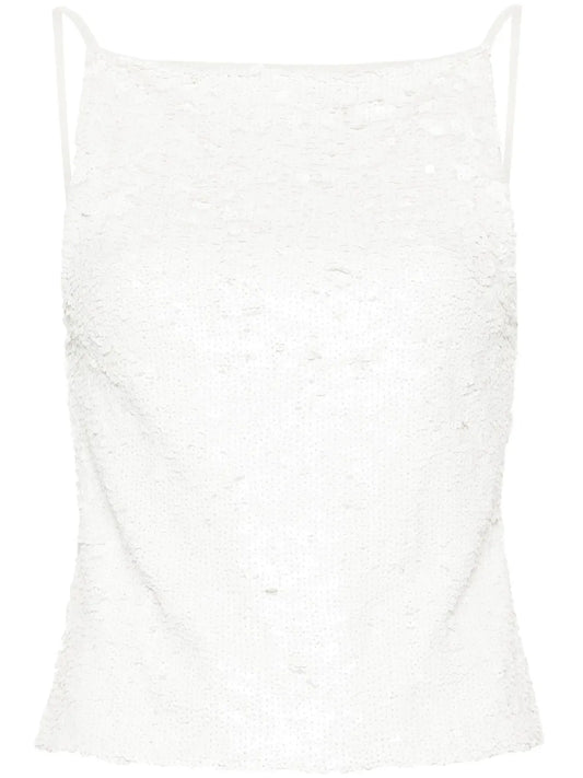 Sequin-Embellished Open-Back Top